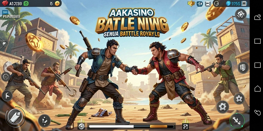 Tampak seru gameplay AAKASINO di arena Battle Royale.