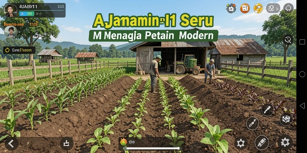 Screenshot utama AJAIB11 menampilkan gameplay asyik saat bertani.