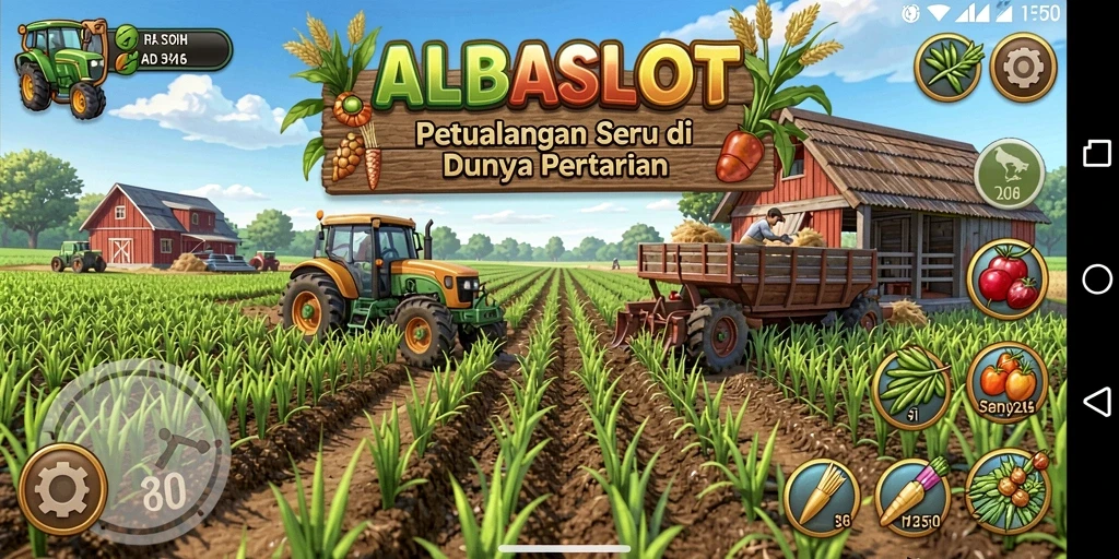 Tampilan seru dari gameplay ALBASLOT yang penuh warna.