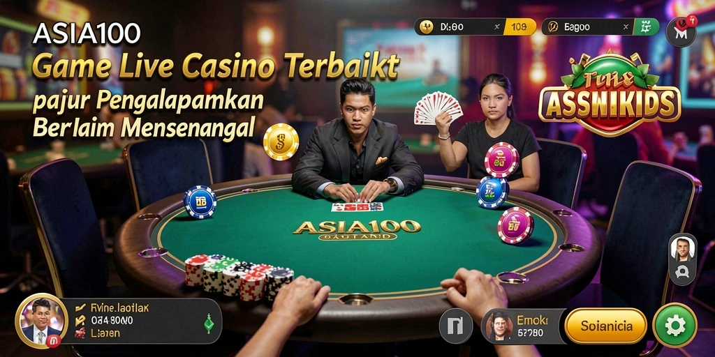 Screenshot ASIA100 menampilkan gameplay Live Casino yang mengasyikan dan interaktif.