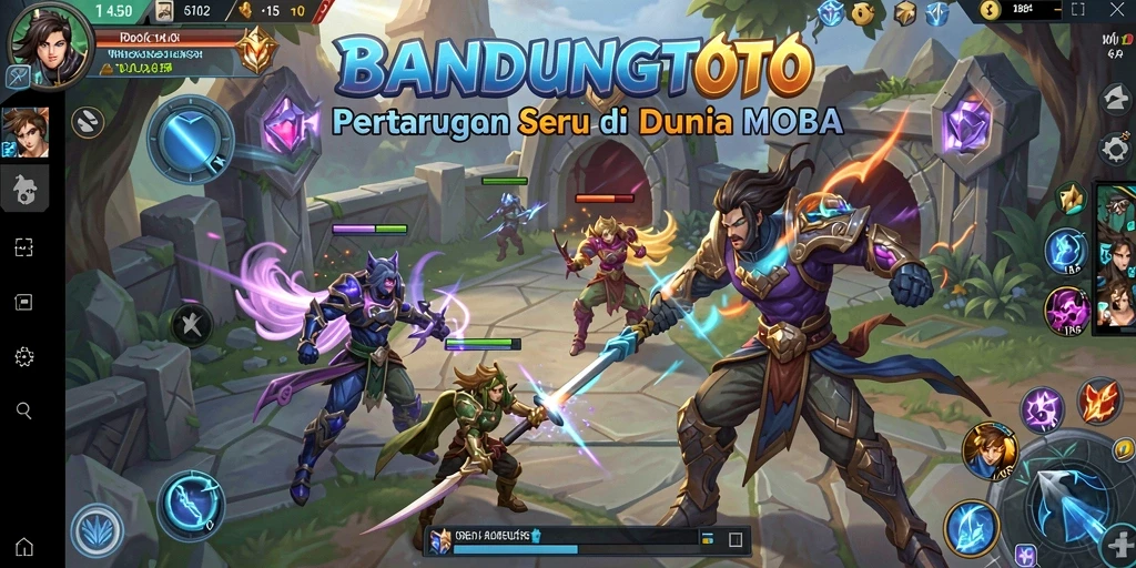 Screenshot gameplay BANDUNGTOTO menunjukkan pertarungan seru di arena.