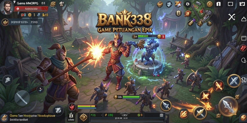 Tangkapan layar gameplay BANK338 yang menampilkan aksi dan eksplorasi dalam dunia MMORPG.