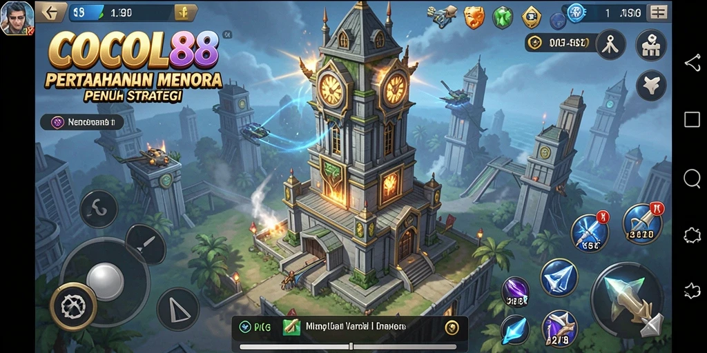Screenshot COCOL88 menampilkan gameplay Tower Defense yang dinamis.