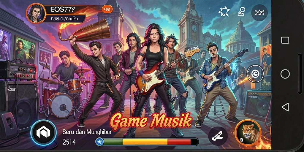 Tampilan gameplay menarik dari EOS77 saat bermain musik.