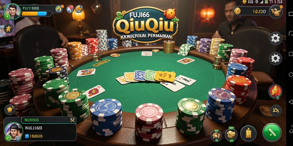 Screenshot gameplay FUJI66 dengan suasana permainan QiuQiu yang seru.