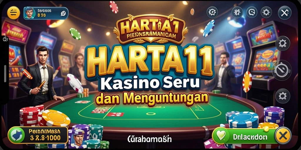 Screenshot HARTA11 menunjukkan gameplay seru dengan grafis kasino yang menawan.