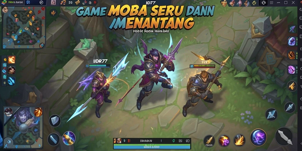 Screenshot gameplay IDR77 yang menampilkan pertarungan seru di arena MOBA.