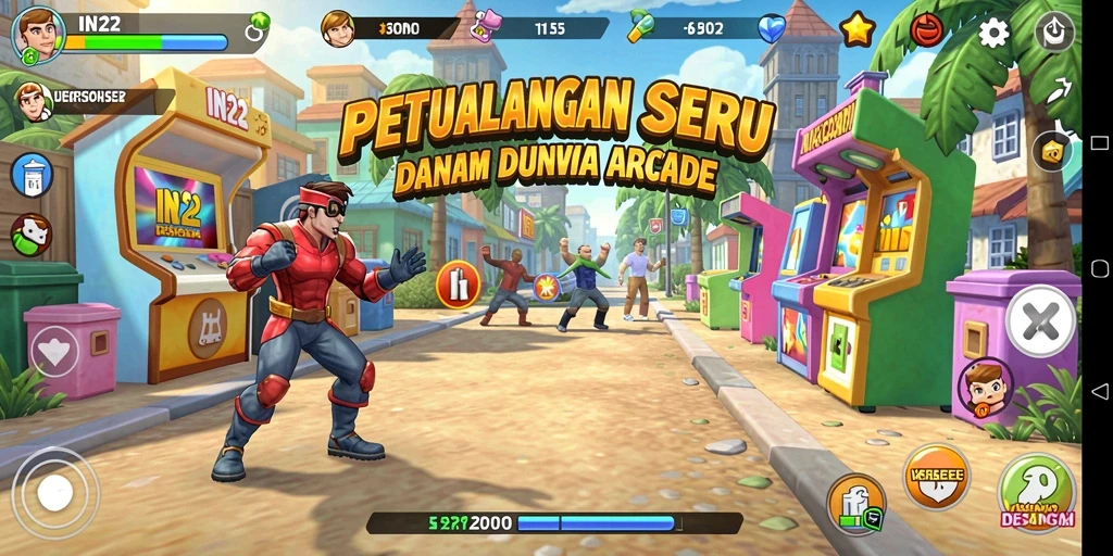 Tampilan aksi seru gameplay dalam IN22 dengan level penuh tantangan.