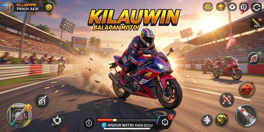 Screenshot gameplay KILAUWIN yang menunjukkan aksi balap motor.
