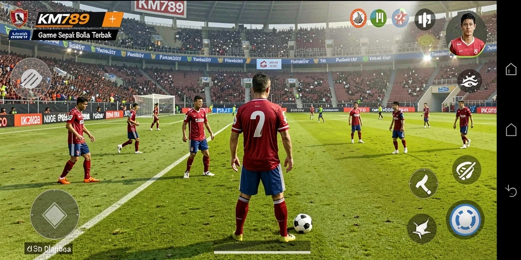 Tampilan gameplay menarik dari KM789 yang menampilkan pertandingan sepak bola.