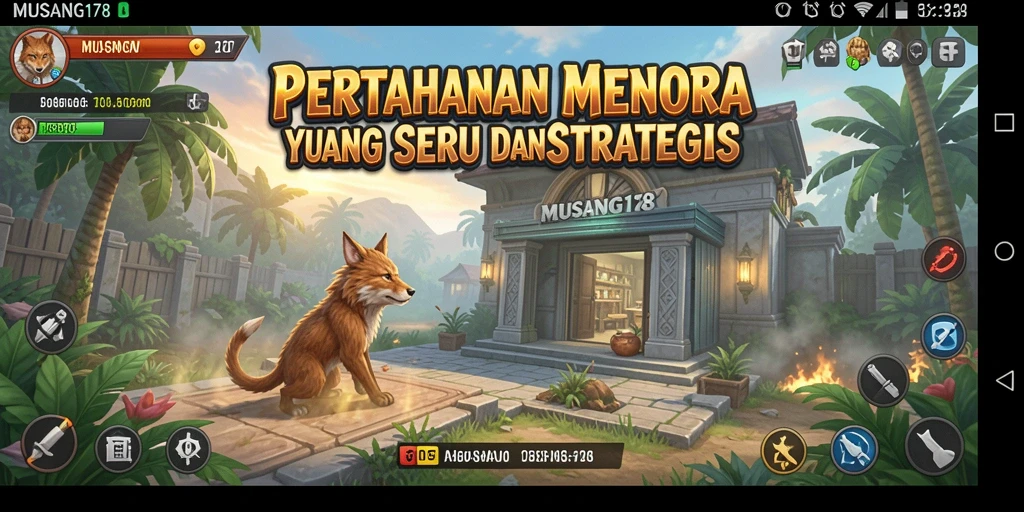 Tangkapan layar gameplay MUSANG178 menunjukkan pertahanan menara yang strategis.