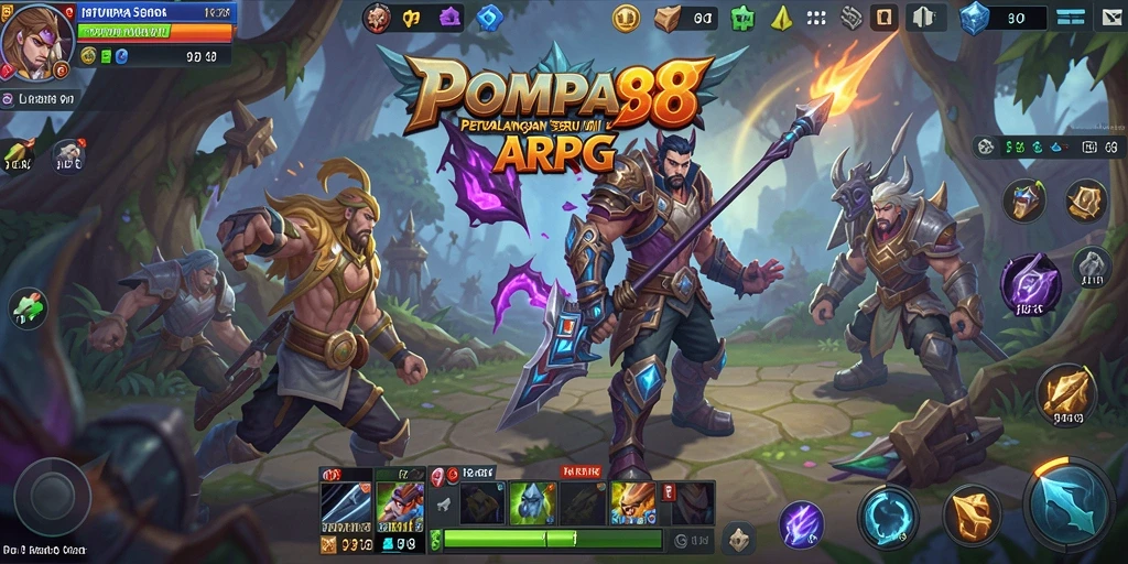 Screenshot gameplay POMPA88 menampilkan pertarungan seru dalam dunia fantasi.