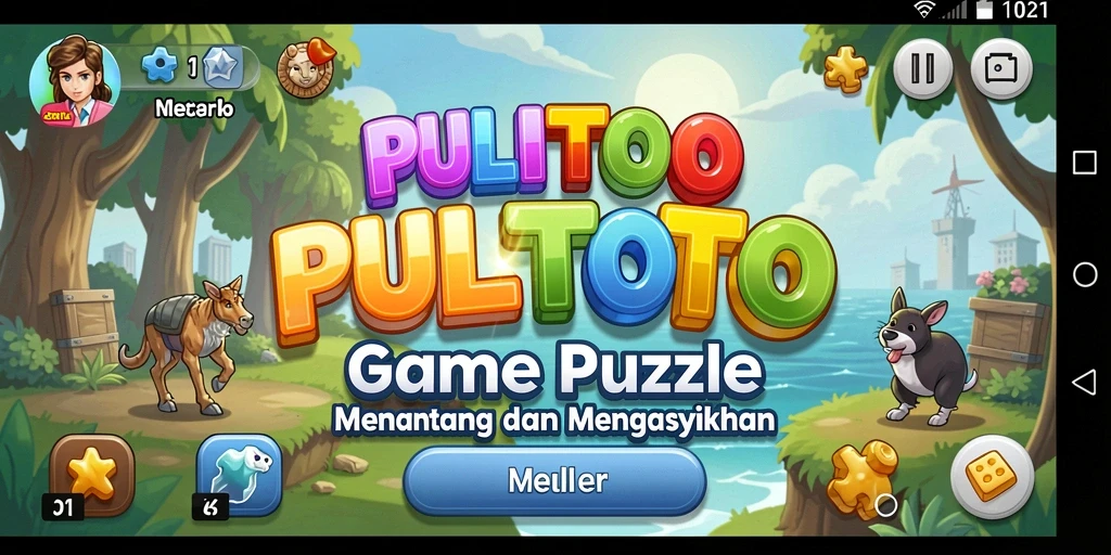 Screenshot utama PULITOTO menampilkan gameplay teka-teki yang seru.