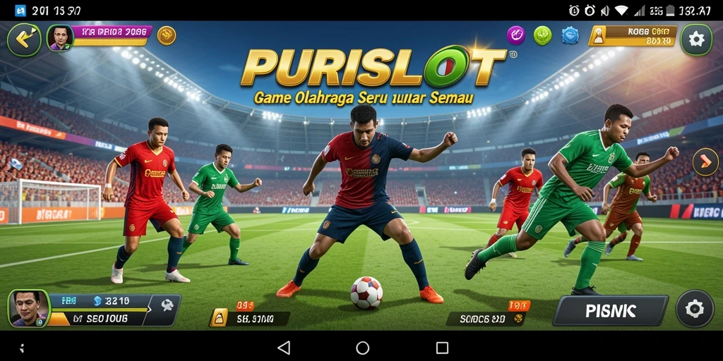 Screenshot gameplay PURISLOT yang penuh aksi olahraga.