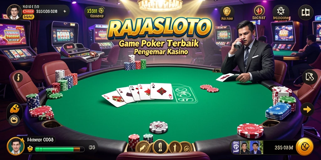 Tangkapan layar RAJASLOTO menampilkan gameplay poker yang mendebarkan.