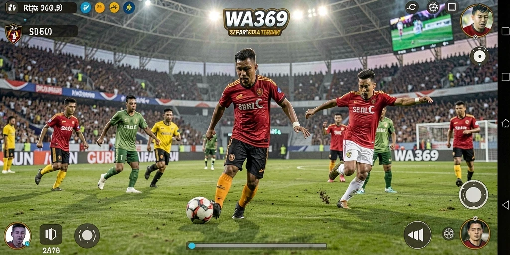 Tampilan gameplay seru dalam pertandingan sepak bola.